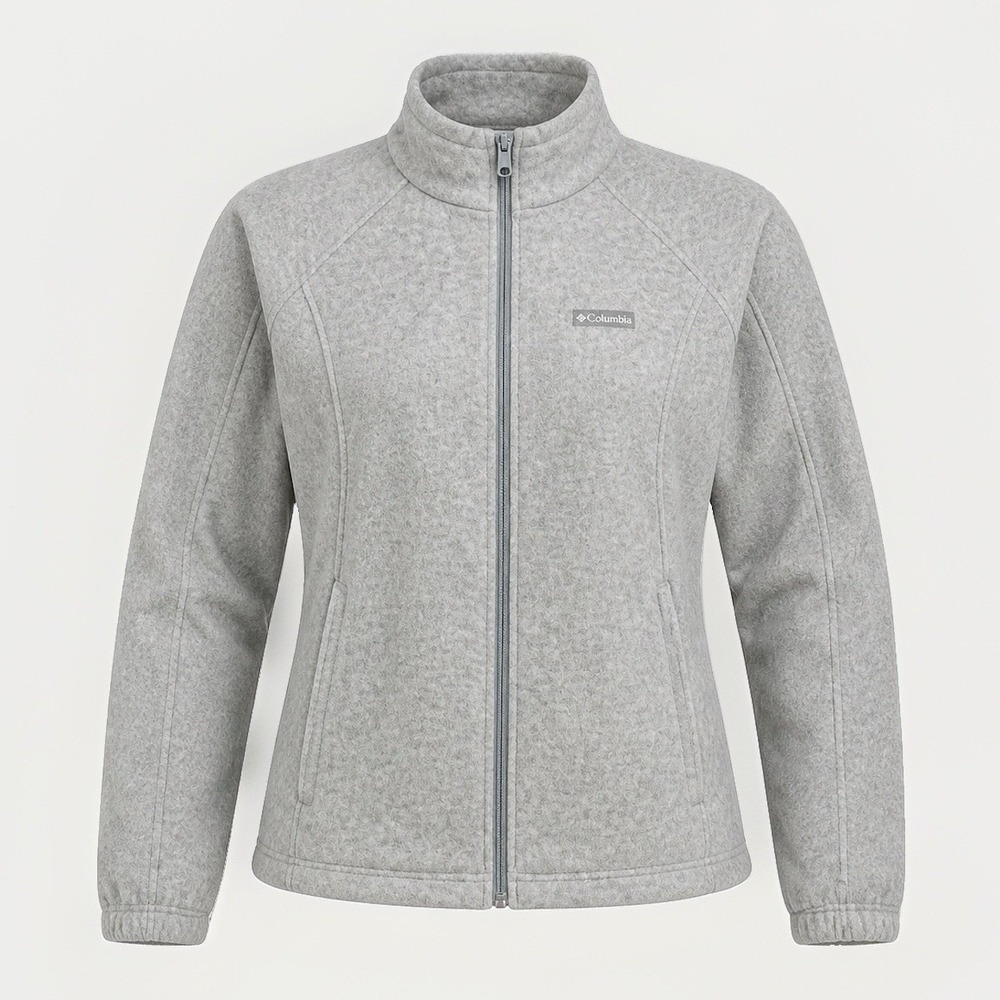 Columbia Women's Benton Springs Full Zip Fleece Jacket US Size 1X Light Grey